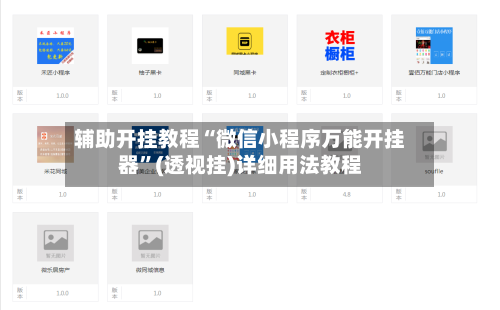 辅助开挂教程“微信小程序万能开挂器	”(透视挂)详细用法教程-第2张图片