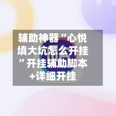 辅助神器“心悦填大坑怎么开挂”开挂辅助脚本+详细开挂-第2张图片