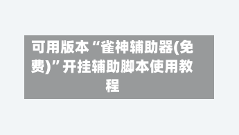 可用版本“雀神辅助器(免费)”开挂辅助脚本使用教程-第1张图片