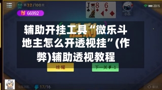 辅助开挂工具“微乐斗地主怎么开透视挂	”(作弊)辅助透视教程-第2张图片