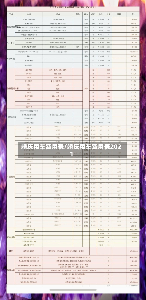 婚庆租车费用表/婚庆租车费用表2021-第3张图片