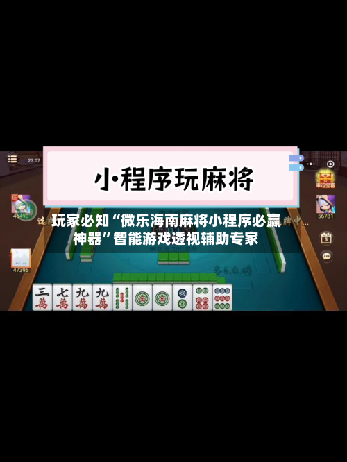 玩家必知“微乐海南麻将小程序必赢神器	”智能游戏透视辅助专家-第2张图片