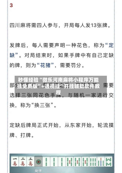 秒懂经验“微乐河南麻将小程序万能挂免费版”+透视挂	”开挂辅助软件教程-第1张图片