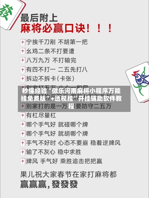 秒懂经验“微乐河南麻将小程序万能挂免费版	”+透视挂”开挂辅助软件教程-第3张图片