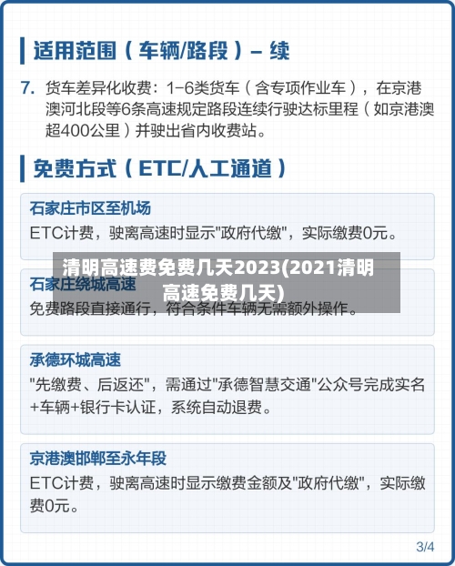 清明高速费免费几天2023(2021清明高速免费几天)-第3张图片