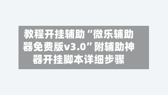 教程开挂辅助“微乐辅助器免费版v3.0”附辅助神器开挂脚本详细步骤-第3张图片