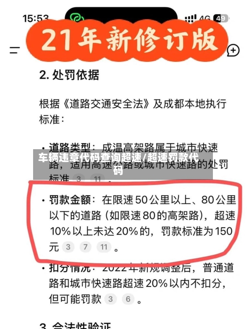 车辆违章代码查询超速/超速罚款代码-第3张图片