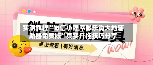 实测教程“微信小程序微乐锄大地辅助器免费版”真实开挂技巧分享-第3张图片