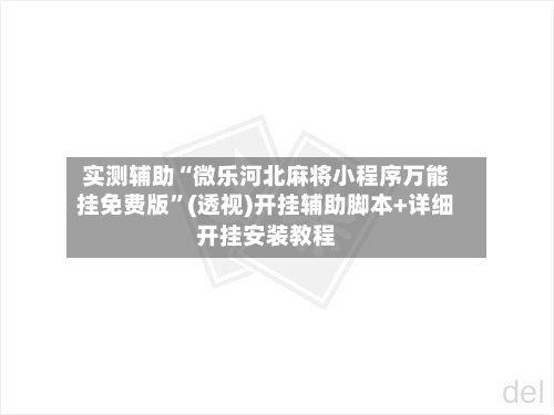 实测辅助“微乐河北麻将小程序万能挂免费版	”(透视)开挂辅助脚本+详细开挂安装教程-第3张图片