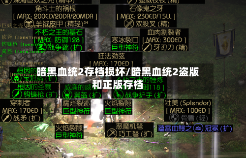 暗黑血统2存档损坏/暗黑血统2盗版和正版存档-第1张图片