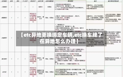 【etc异地更换绑定车辆,etc换车牌了在异地怎么办理】-第3张图片