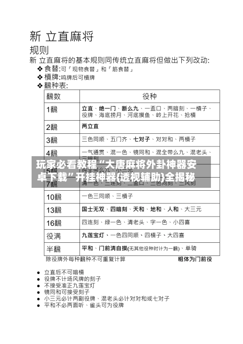 玩家必看教程“大唐麻将外卦神器安卓下载	”开挂神器{透视辅助}全揭秘-第1张图片
