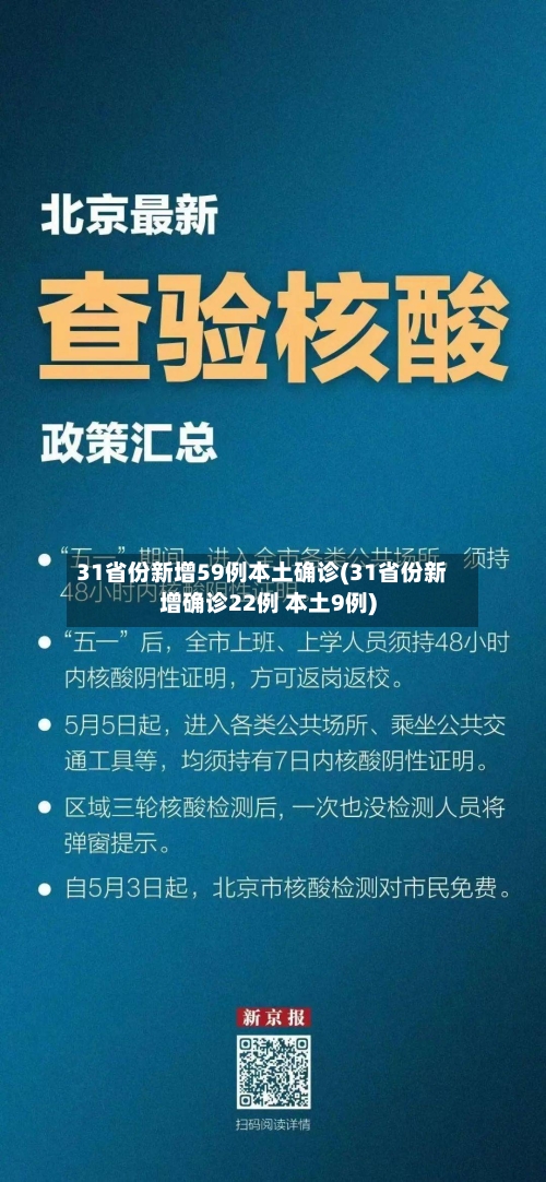 31省份新增59例本土确诊(31省份新增确诊22例 本土9例)-第1张图片