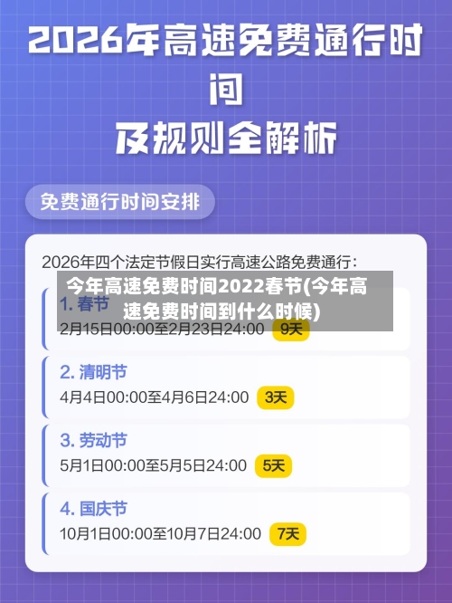 今年高速免费时间2022春节(今年高速免费时间到什么时候)-第1张图片