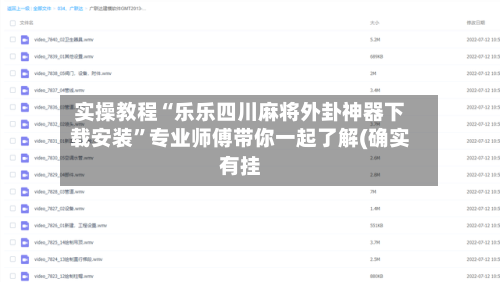 实操教程“乐乐四川麻将外卦神器下载安装	”专业师傅带你一起了解(确实有挂-第2张图片
