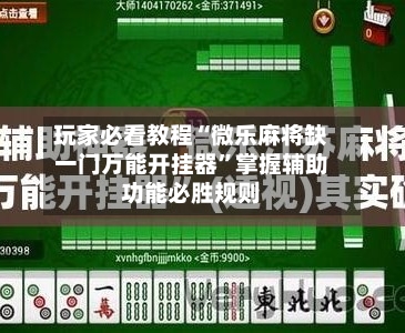 玩家必看教程“微乐麻将缺一门万能开挂器”掌握辅助功能必胜规则-第3张图片