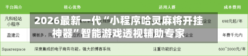 2026最新一代“小程序哈灵麻将开挂神器	”智能游戏透视辅助专家-第2张图片
