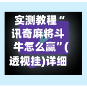 实测教程“讯奇麻将斗牛怎么赢”(透视挂)详细用法教程-第1张图片