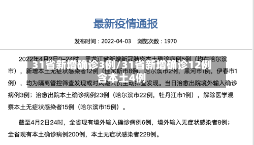 31省新增确诊3例/31省新增确诊12例含本土4例-第1张图片