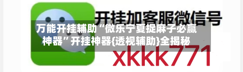 万能开挂辅助“微乐宁夏捉麻子必赢神器”开挂神器{透视辅助}全揭秘-第2张图片