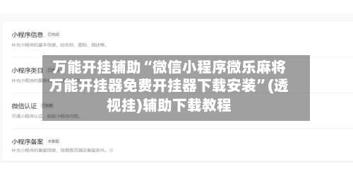 万能开挂辅助“微信小程序微乐麻将万能开挂器免费开挂器下载安装”(透视挂)辅助下载教程-第2张图片