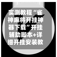 实测教程“雀神麻将开挂神器下载”开挂辅助脚本+详细开挂安装教程-第1张图片