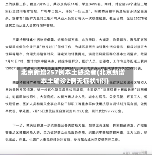 北京新增257例本土感染者(北京新增本土确诊2例无症状1例)-第1张图片