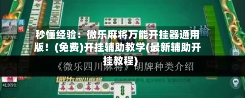 秒懂经验：微乐麻将万能开挂器通用版！(免费)开挂辅助教学(最新辅助开挂教程)-第1张图片