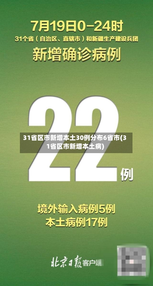 31省区市新增本土30例分布6省市(31省区市新增本土病)-第1张图片