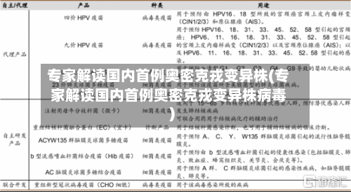 专家解读国内首例奥密克戎变异株(专家解读国内首例奥密克戎变异株病毒)-第1张图片