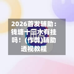 2026首发辅助:钱塘十三水有挂吗!(作弊)辅助透视教程-第2张图片