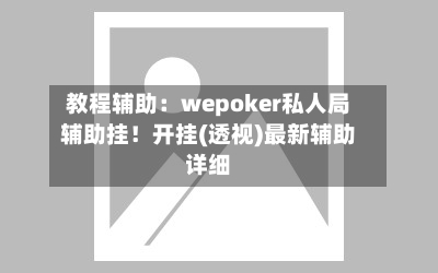 教程辅助:wepoker私人局辅助挂!开挂(透视)最新辅助详细-第2张图片